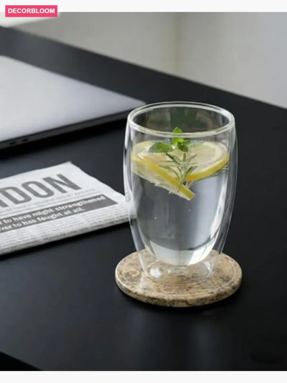Set of 6 Marble Drink Coasters Non-Slip Backing Home Bar Office